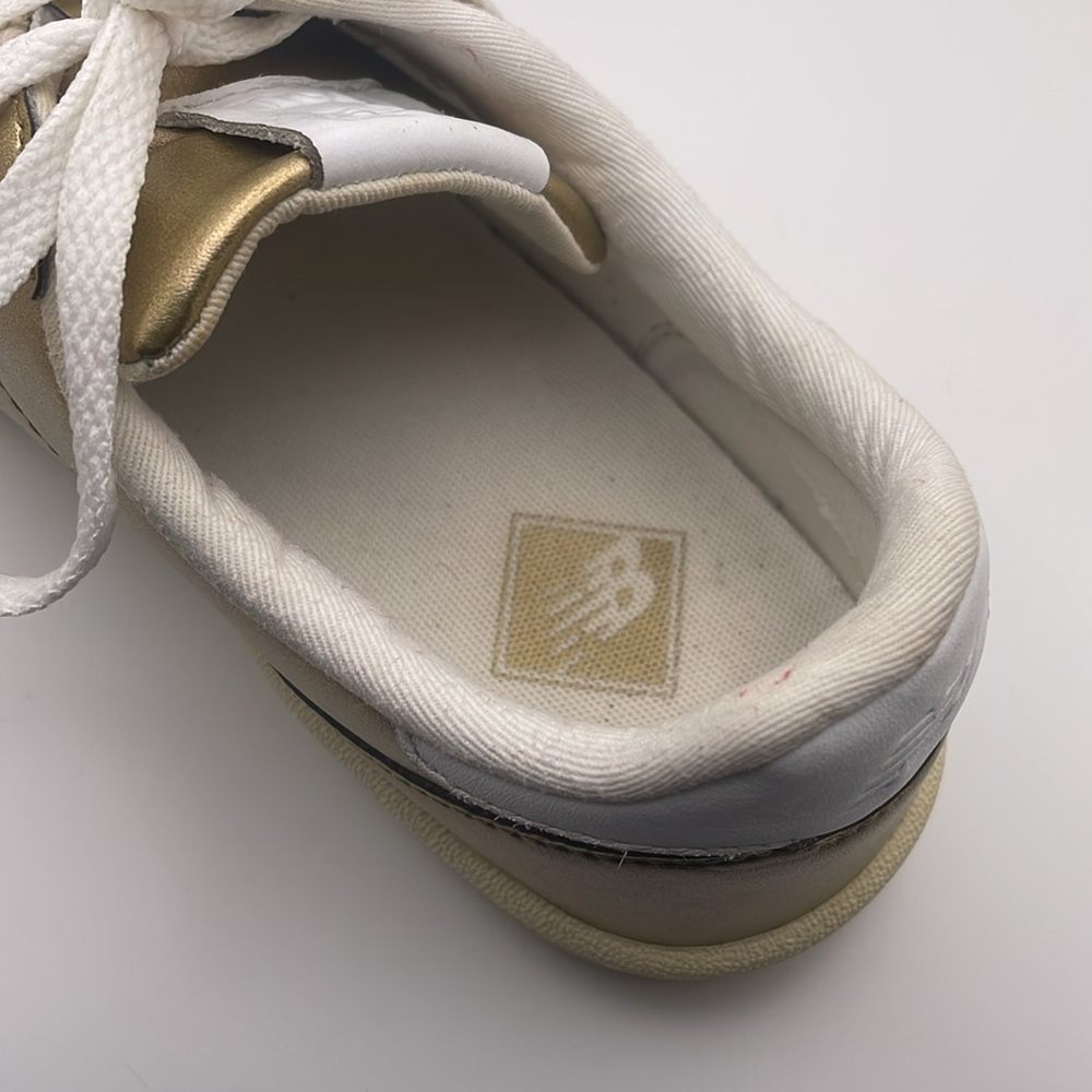 New Balance J Crew Metallic Gold Leather Casual Sneakers - Picture 13 of 15